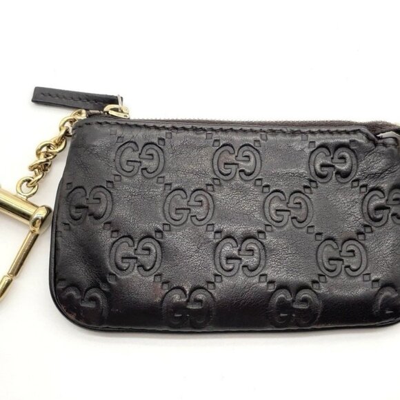 Auth GUCCI GG Guccissima Leather Brown Pochette Cle - Picture 1 of 11